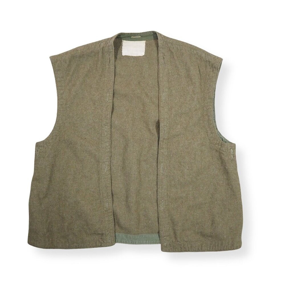 Vintage Dutch Army Military Wool Liner Vest Olive Green (See‎ Measurements) RARE